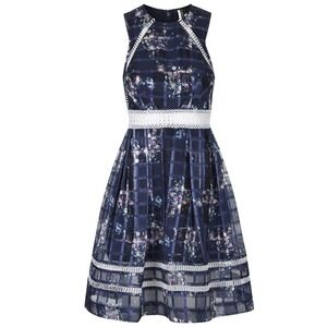 NWT Topshop Women's Floral Plaid Fit & Flare Dress Party Cocktail Size US 6 $250